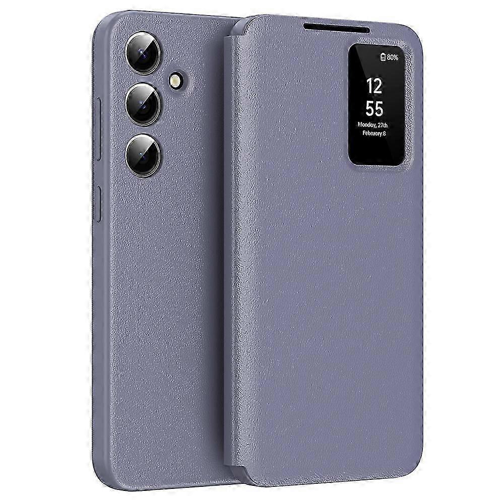 Para Samsung Galaxy A55 5g Capa Com Porta-Cartão Smart View Window Capa de Telefone de Couro - Vinho Vermelho