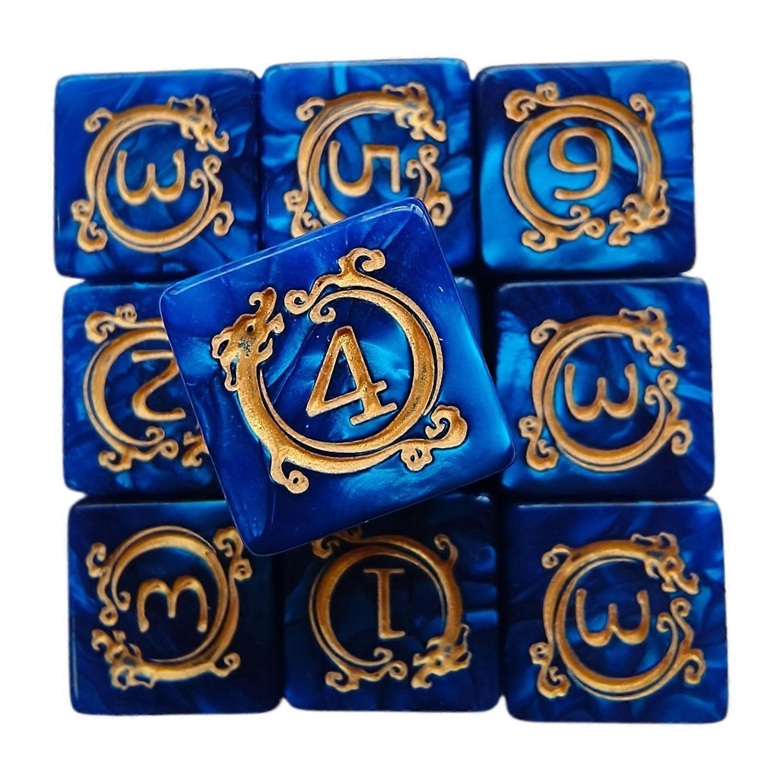 Acrylic Cube, Tabletop Game Polyhedral Dice Set 10 Pieces Creative Dragon Pattern Design RolePlaying Game Decor Desk Accessory for Kids and Adults