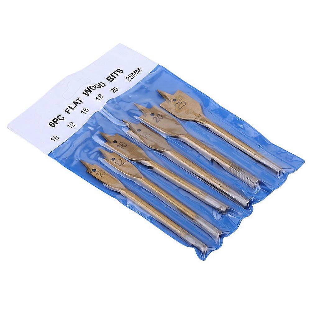 6pcs Carbon Steel Spade Bits with Coating for Woodworking Tool Boring Holes, Woodworking Flat Drilling Set 10,25MM