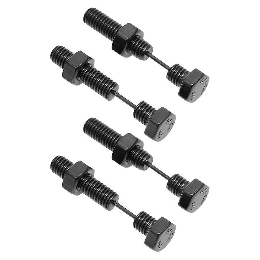 Screw Thread Ear Studs with Design for Decor Unisex Metal Earrings 2 Pairs