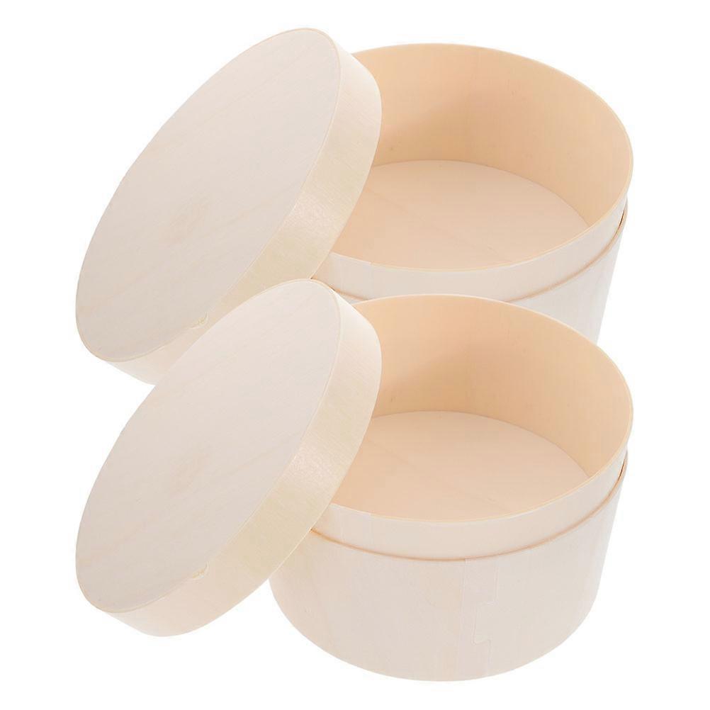 Light Brown Cake Packing Box Made of Synthetic Material for Storage Use 2pcs Round