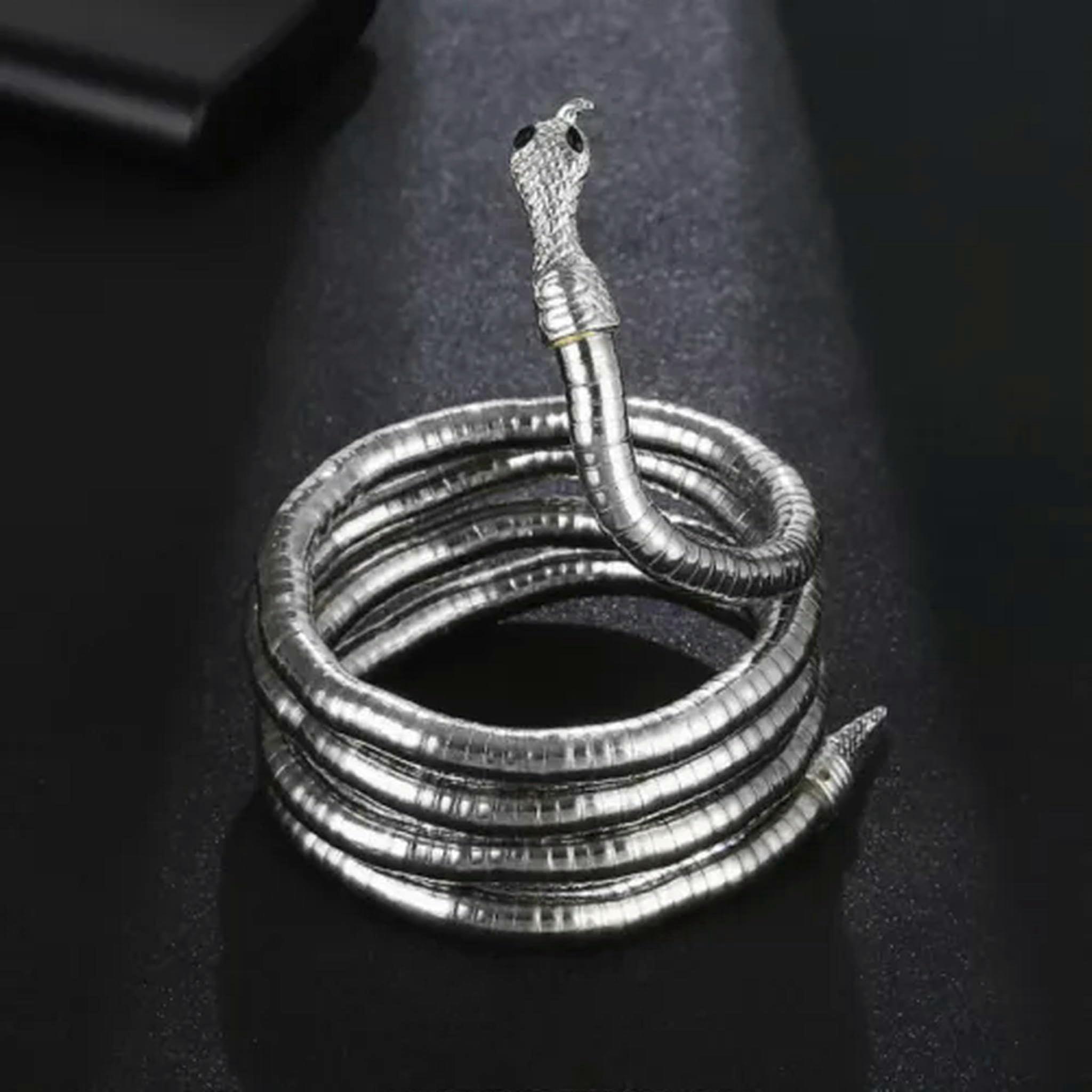 Punk Snake Necklace Adjustable Flexible Wrap Necklace Silver Color