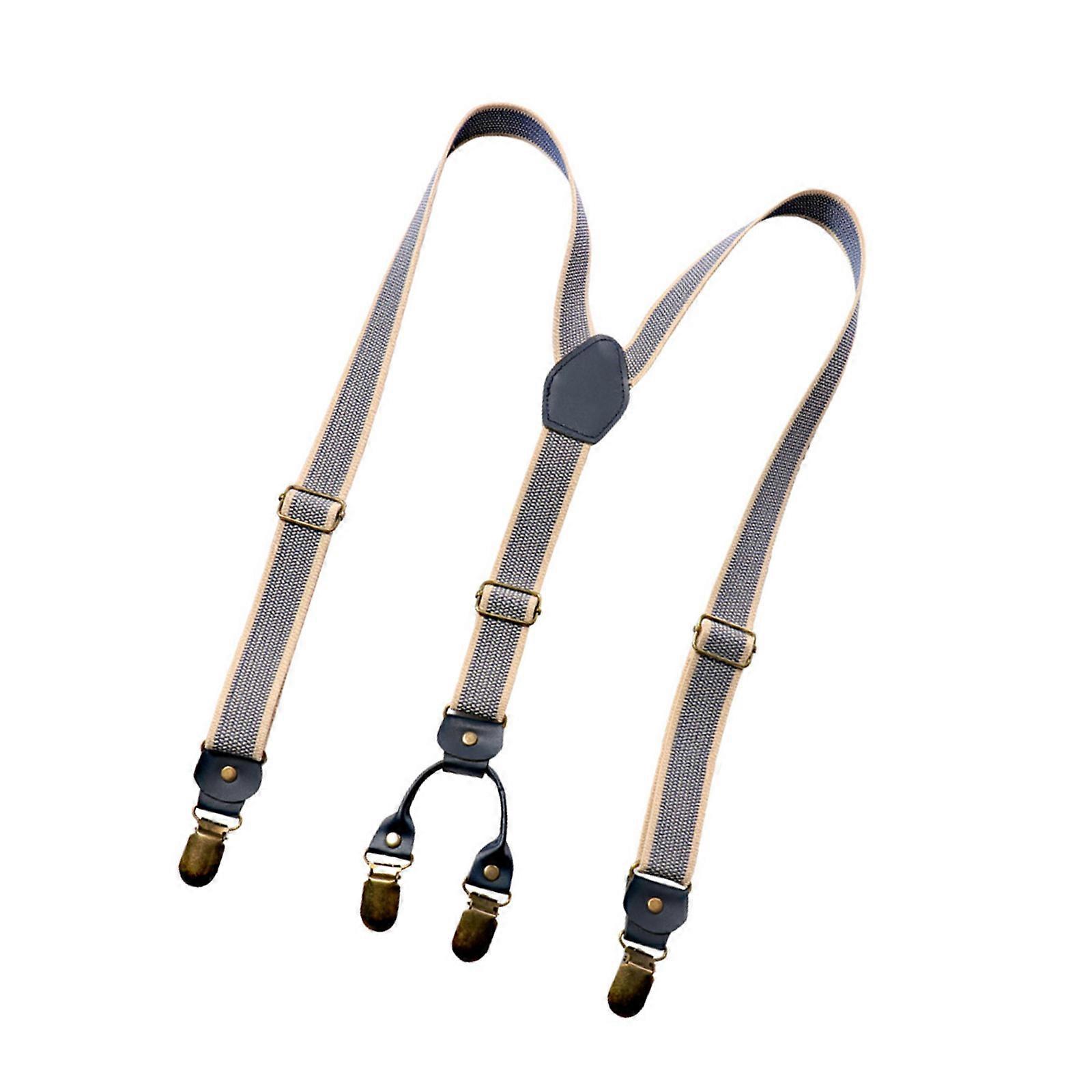 Unisex Retro Suspenders Durable Rubber Elastic AntiSlip Clips Y Shaped Design Universal Fit For Pants 2.5cm Belt Multicolor