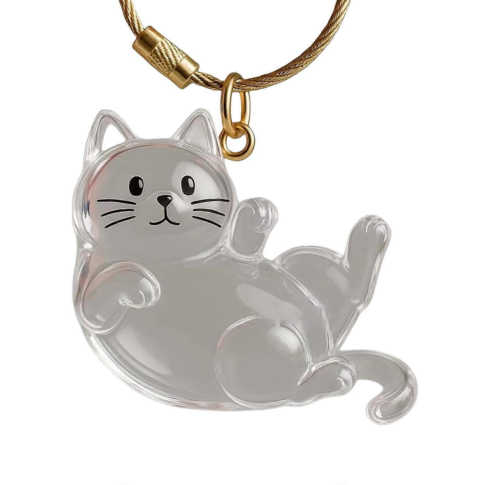 Clear Pet Furs Organizers Cartoon Cats Design Keepsakes Container Box Keychain For Dog and Cats Memorial Use Multicolor