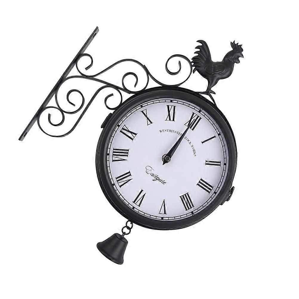 Wall Hanging Clock Silent Non-Ticking Black Wrought Iron Wall Clock for Time Counting