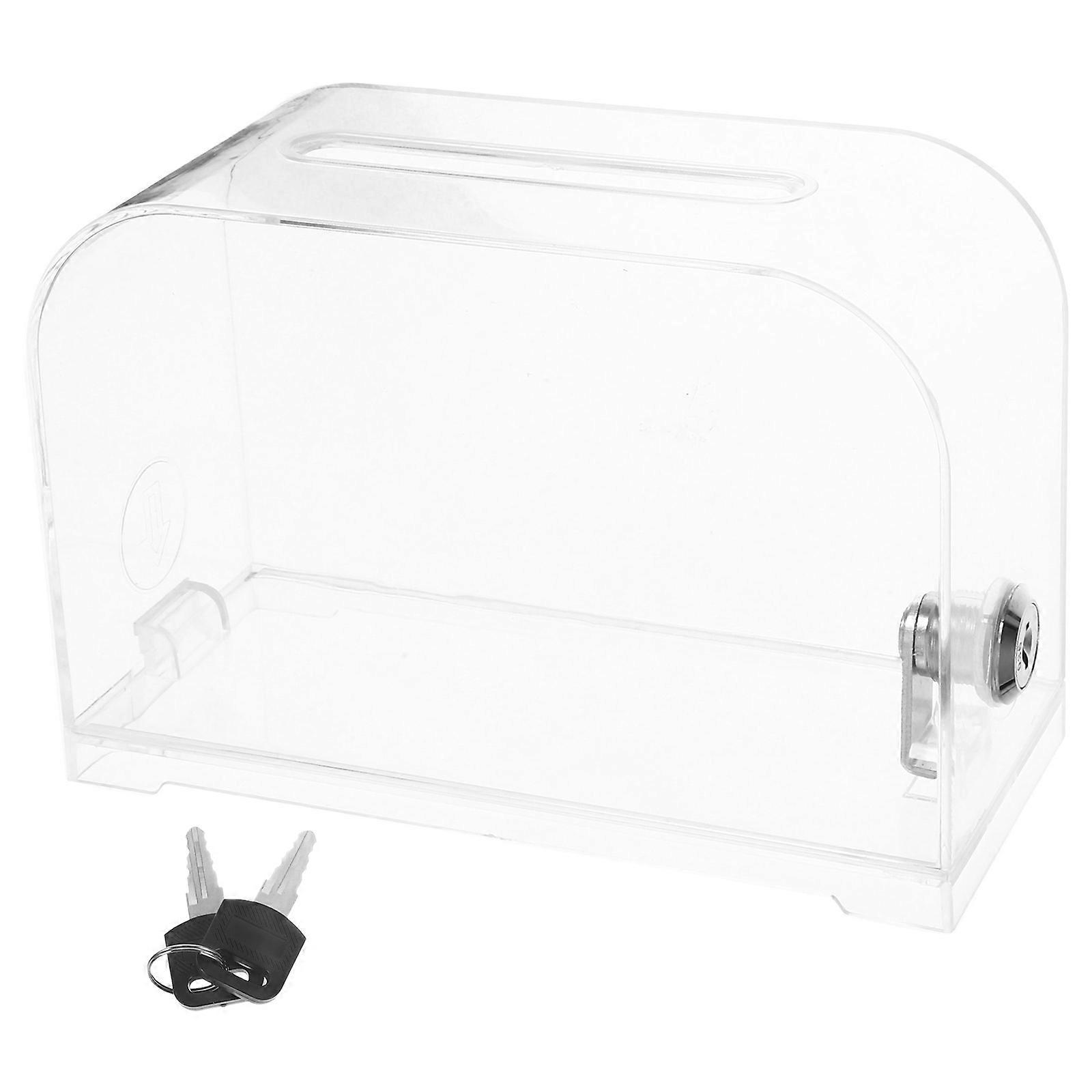 Clear Donation Box With Lock   Secure Fundraising & Suggestion Box for Classrooms & Public Events   Front Slot Design for Easy Access
