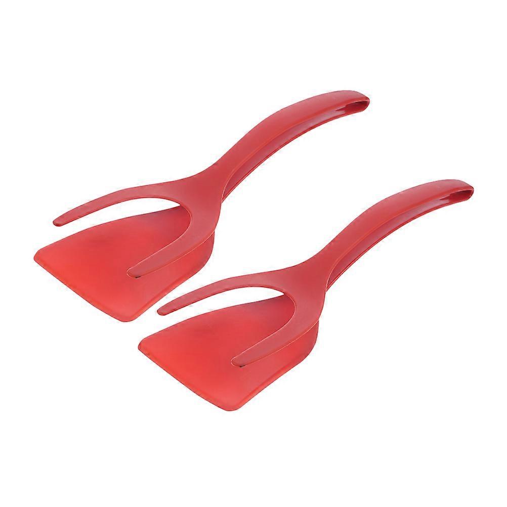 Frying Spatula Tong Spatula Steak Clamp Silicone Home Use Ergonomic Flipper Design 2Pcs