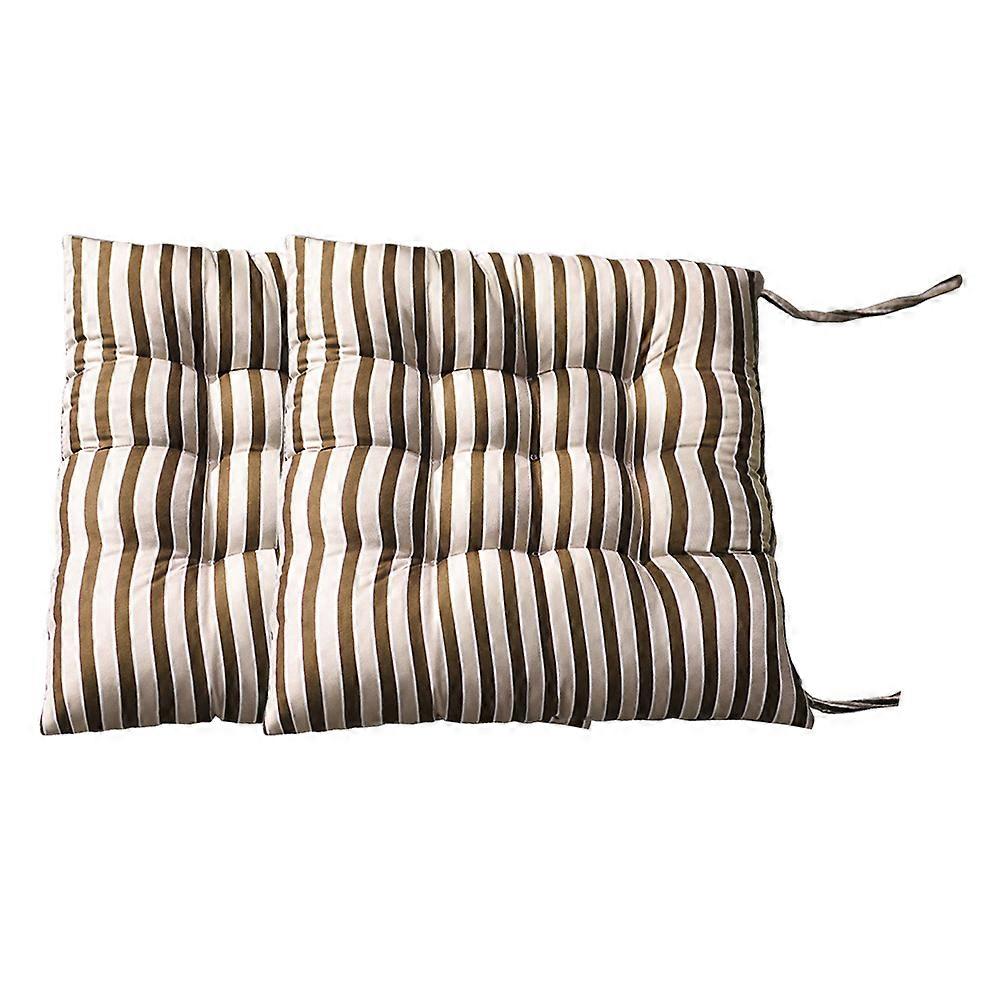 Thickened Striped Seat Cushion Set Comfortable & Stylish Coffee Colored Chair Pads for Office and Home Use
