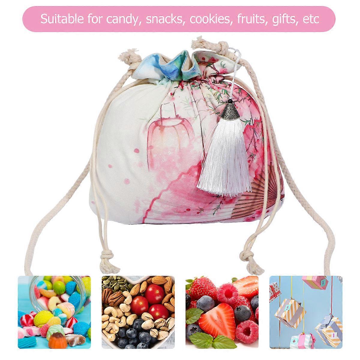 Small Drawstring Bags Han Clothing Element Square Shape Pouch Bag Traditional Events Assorted Color Polyester 1Pack