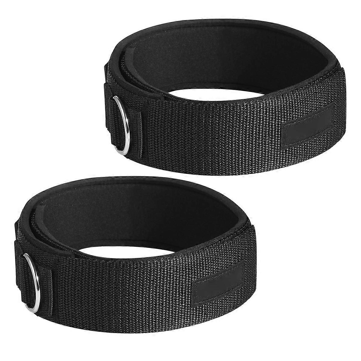 Clispeed 2pcs Ankle Straps with Padded D Ring for Ankle Calf Gym Workouts on Cable Machines Leg Exercises Black