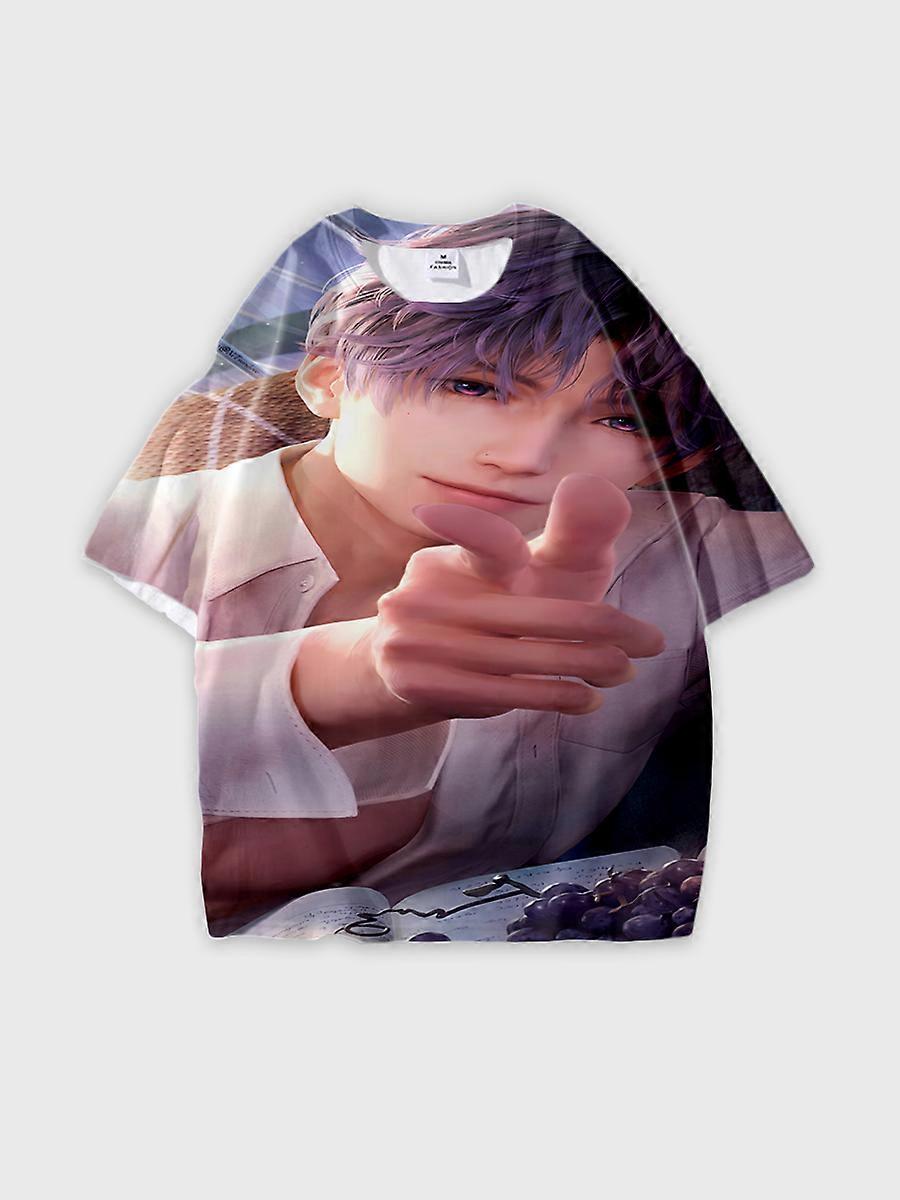 T-shirt round neck Role Pattern loose short sleeve B527