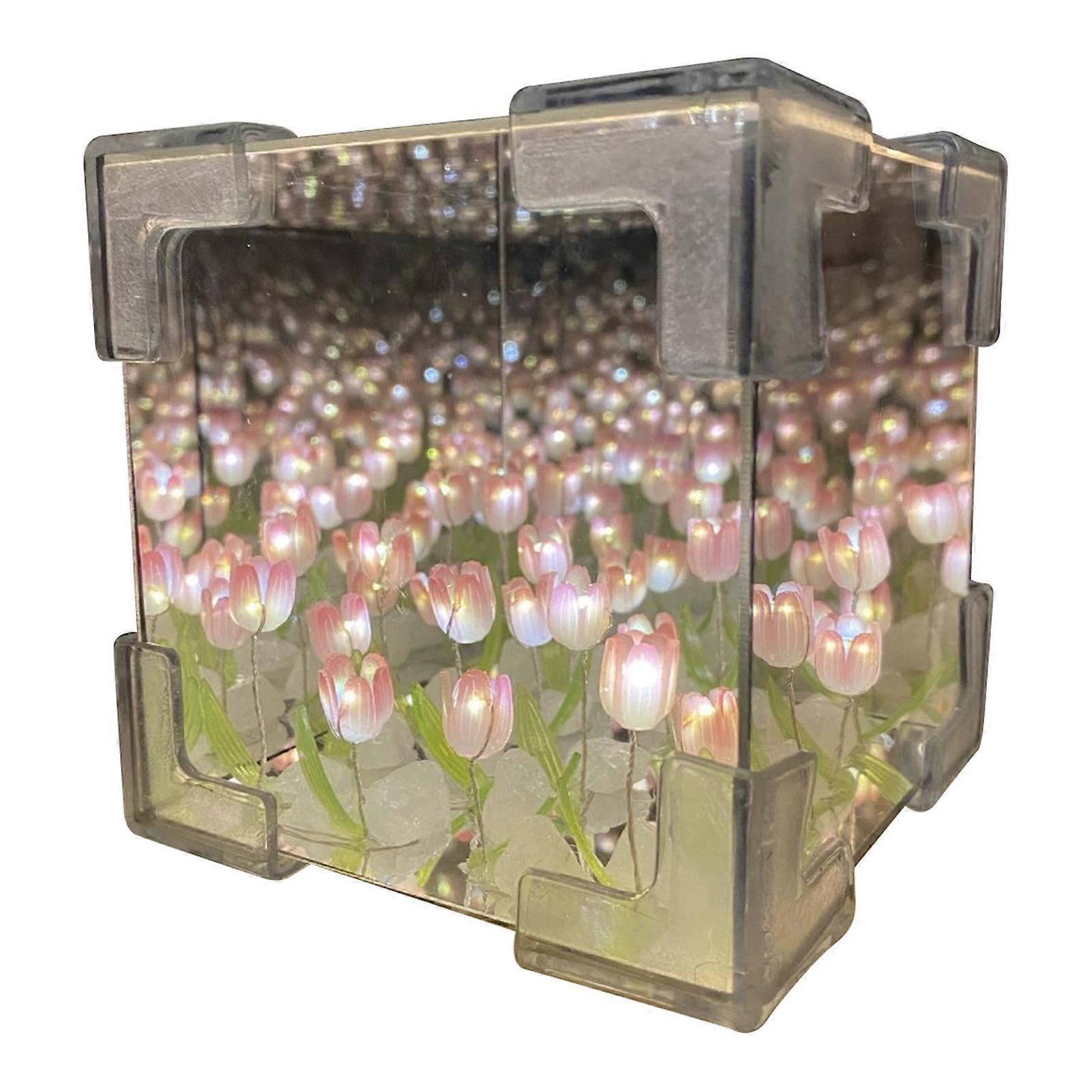 DIY Tulips Night Light Hand Made Flower Lamp Craft Kit LED Table Lamp for Bedroom Living Room Decor