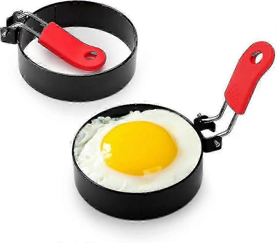 2pcs Stainless Steel Fried E Mold With Silicone Handle
