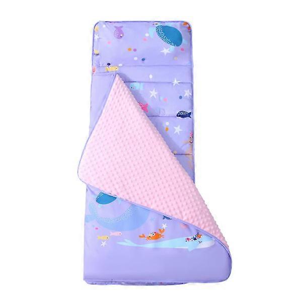 Toddler sleeping mat with removable pillow and blanket, dinosaur sleeping mat, mermaid