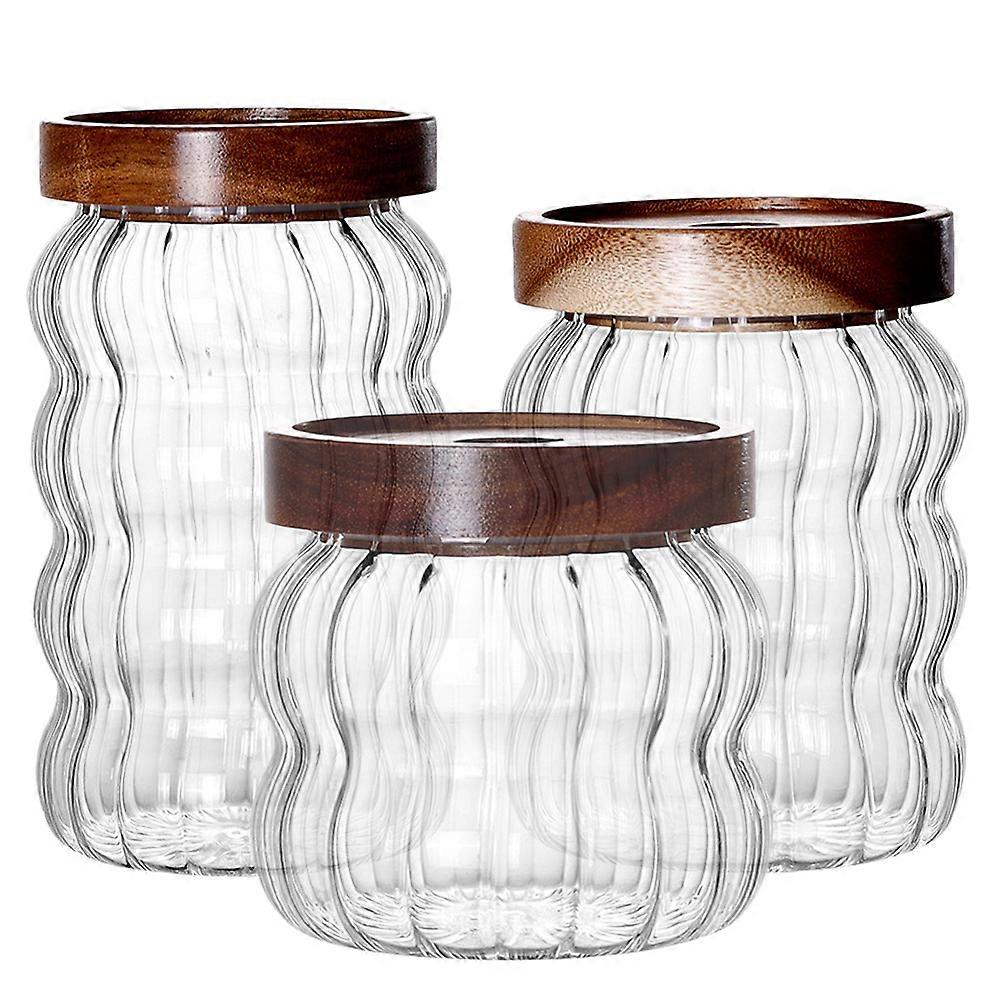 Gıda için Hava Geçirmez Kapaklı Cam Saklama Kavanozları 3 adet Un Çay Kahve Çekirdekleri için Şeffaf Kaplar