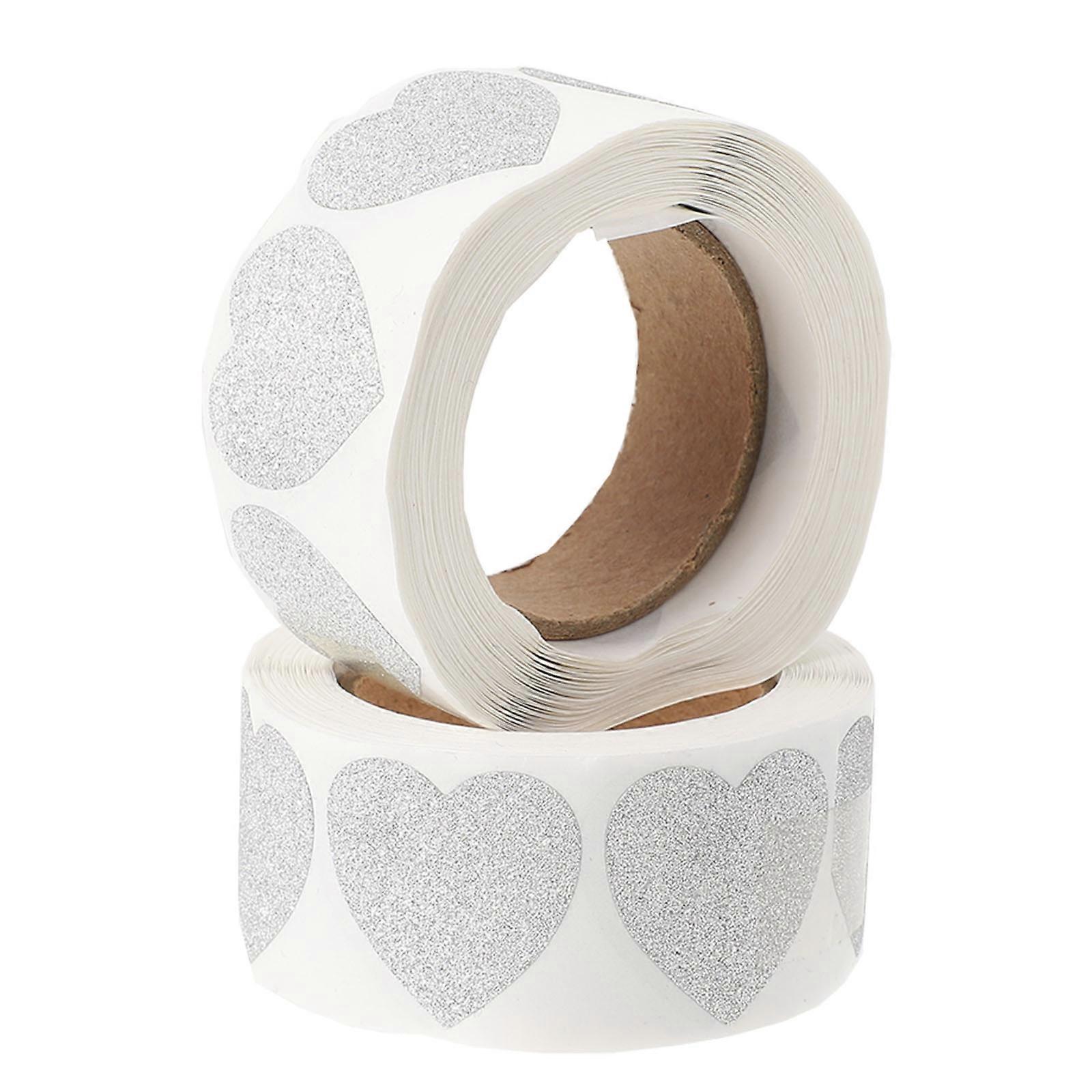 Decorative Seal Stickers 2 Rolls For Office Use Biscuit Bags Heart Decal Self-Adhesive 2.36x2.36x1.18inch