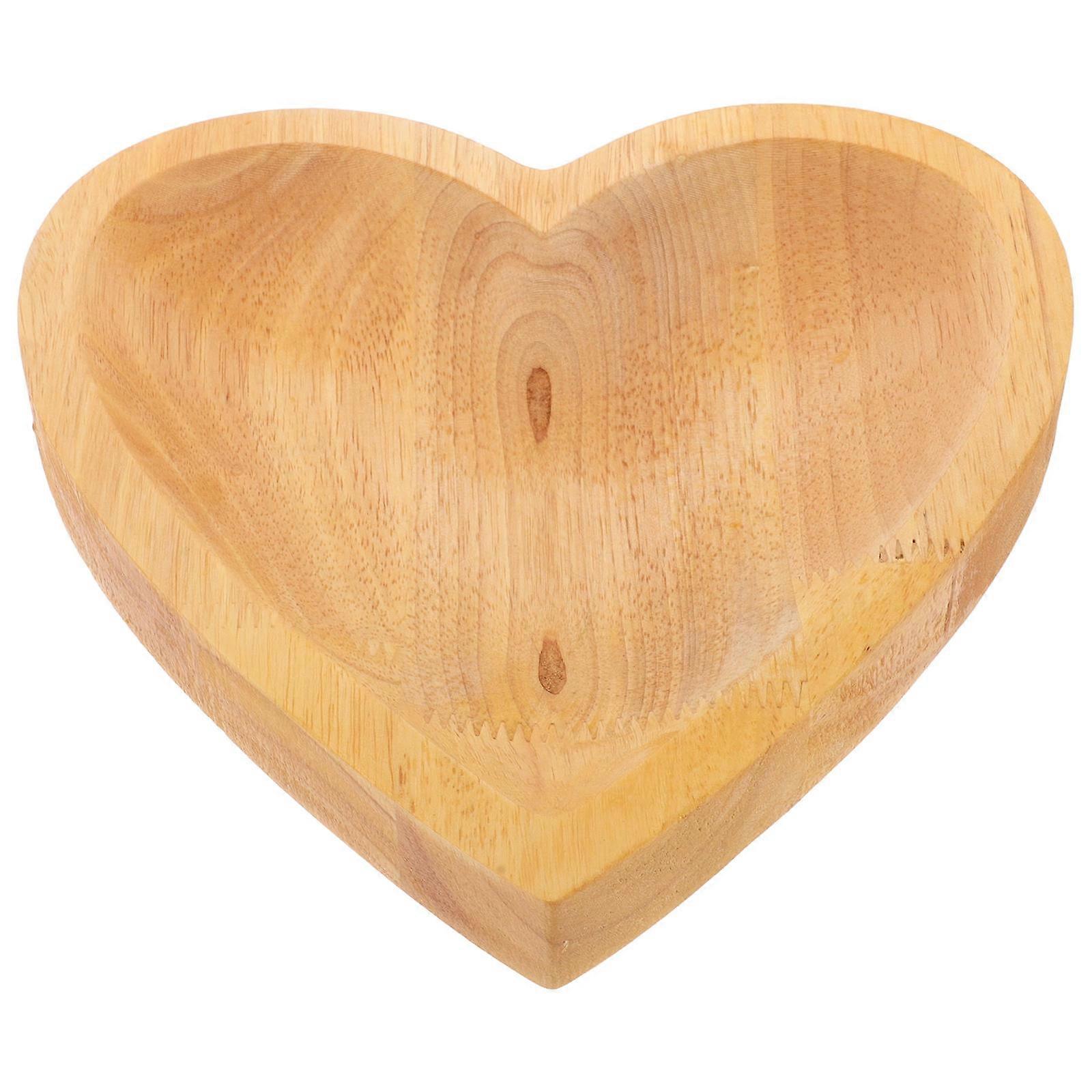 Heart Shaped Crystal Tray Jewelry Display Wooden Storage Tray Multi-use Function 1Pack Light Yellow
