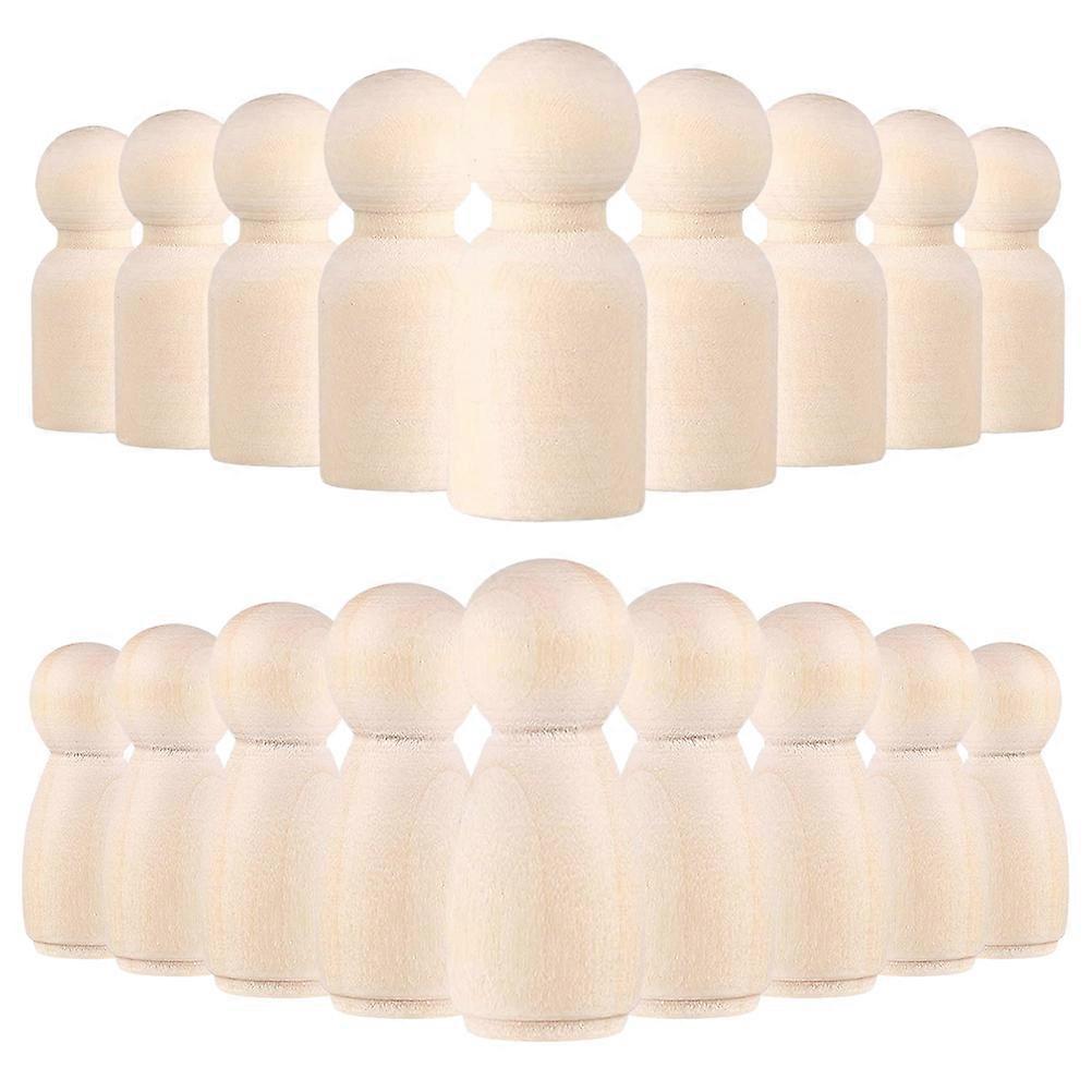 Wooden Peg Dolls Toy for Playing 40Pcs Unpainted Wood Peg Figures Set
