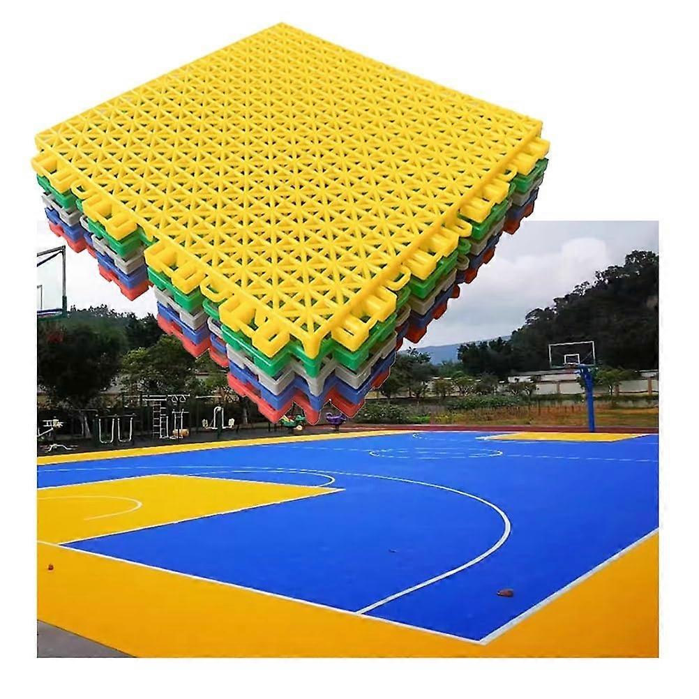 Floor exercise mats, waterproof, modular, interlocking outdoor mats for schools (Yellow, 16PCS)