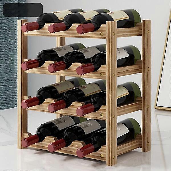 Horizontal Bottle Holder Wine Rack Horizontal, 4 floors for 12 wooden bottles in wine bottles Dimensions