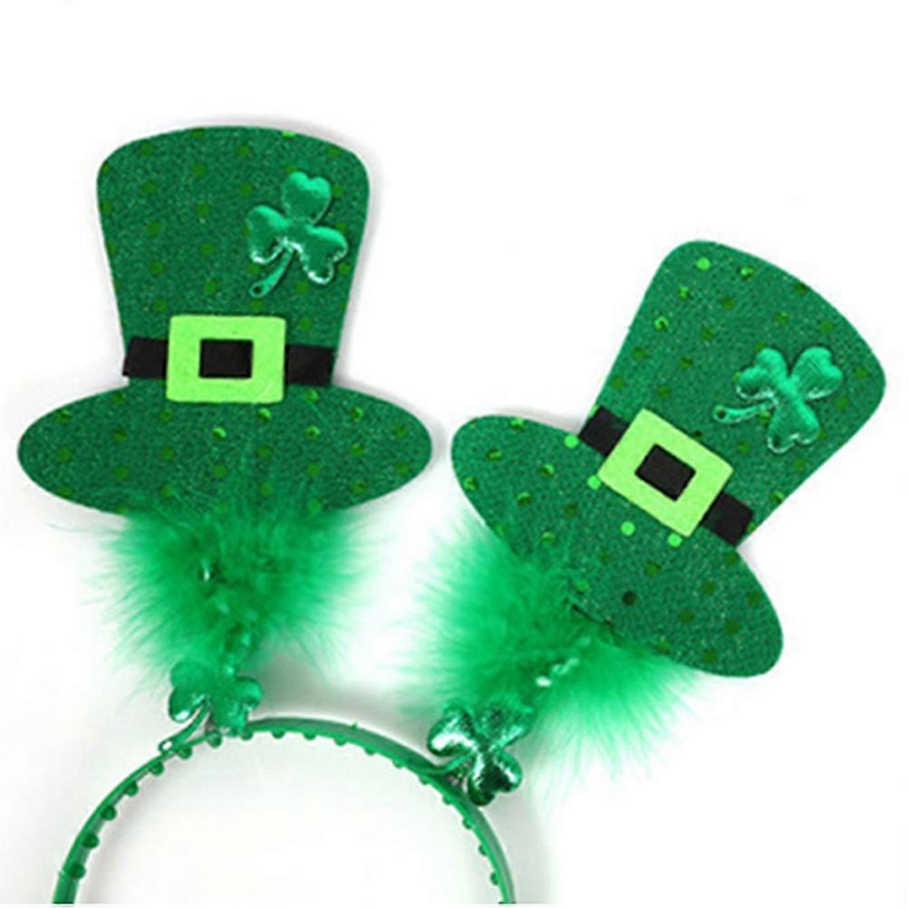 St Patty's Day Headband Green Mini Clover Hat For Holiday Celebration Comfortable To Wear 3Set