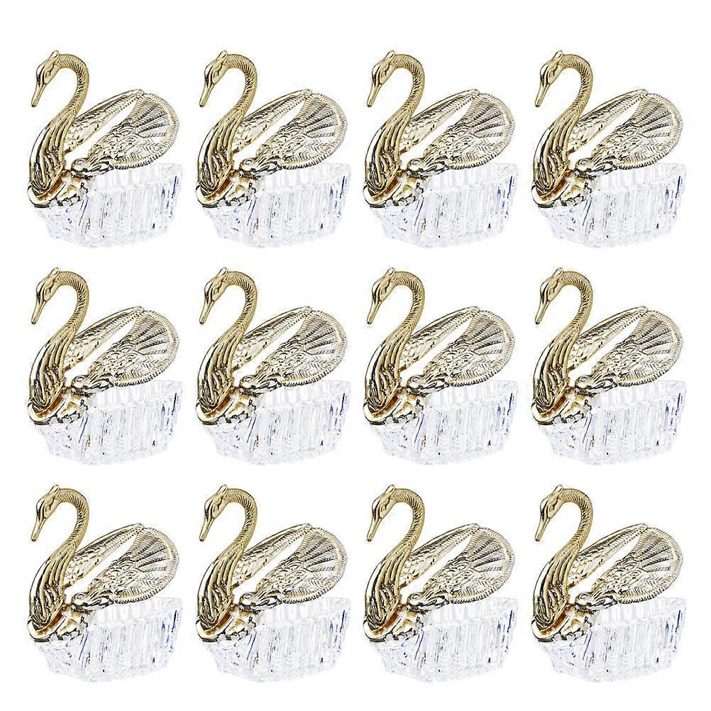 12pcs Swan Candy Trays European Style Plastic Sugar Container Holders Wedding Party Supplies Gold
