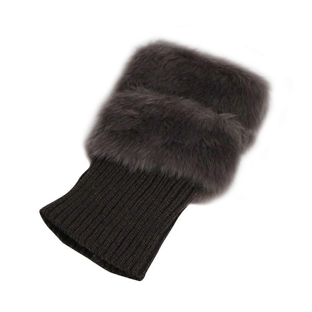 Furry Boot Covers Ladies Leg Warmers Dark Grey Improve Circulation 1Pair