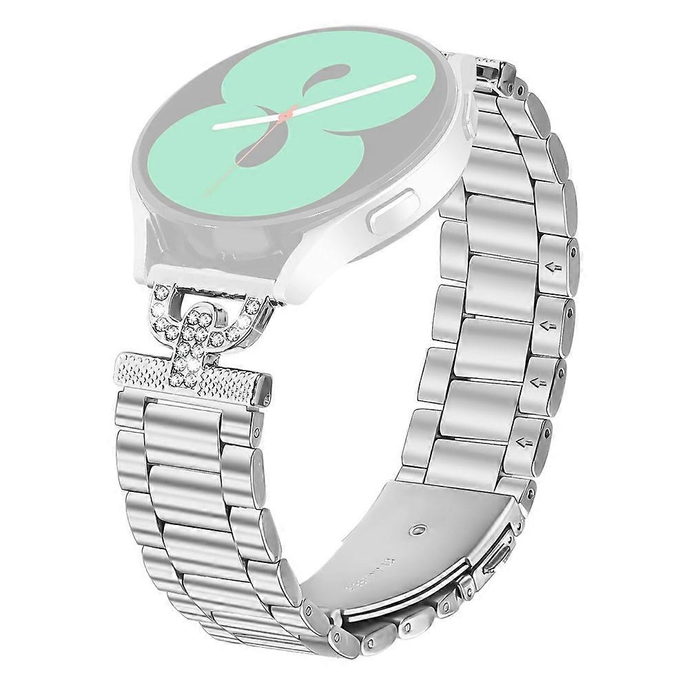 Watch Strap Compatible For GarminMove Style / Vivomove Style Silver Stainless Steel Band D-Shape Rhinestones Decor