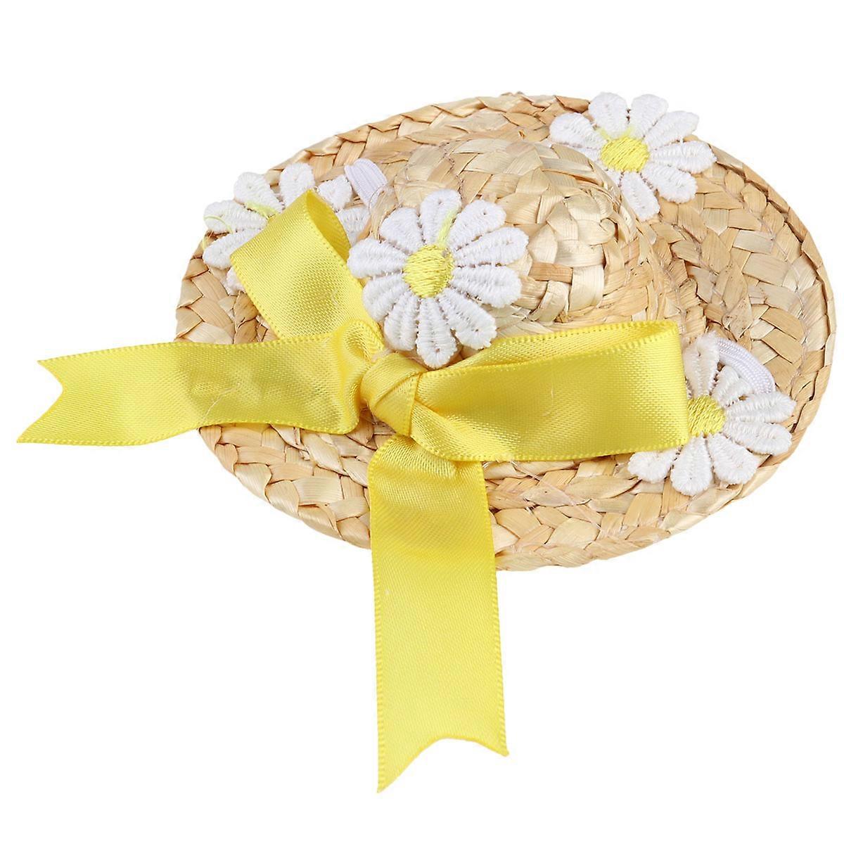 Round Shaped Woven Cap For Cats Offering Sun Block Functionality In Chrysanthemum Design Size XS 1PC