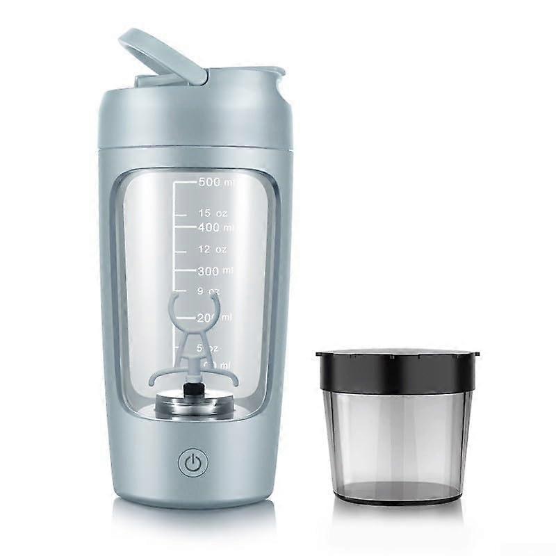 Electric Protein Shake Mixer with One Button Control, Rechargeable and Portable Design (White/Blue with Box)