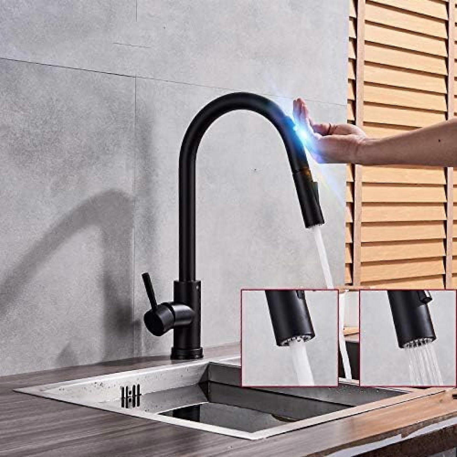 Kitchen Sinn Faucet Deck-Mounted Black Single-Hole Single-Handle Brass Mixer With Dual-Outlet Rotating Mode