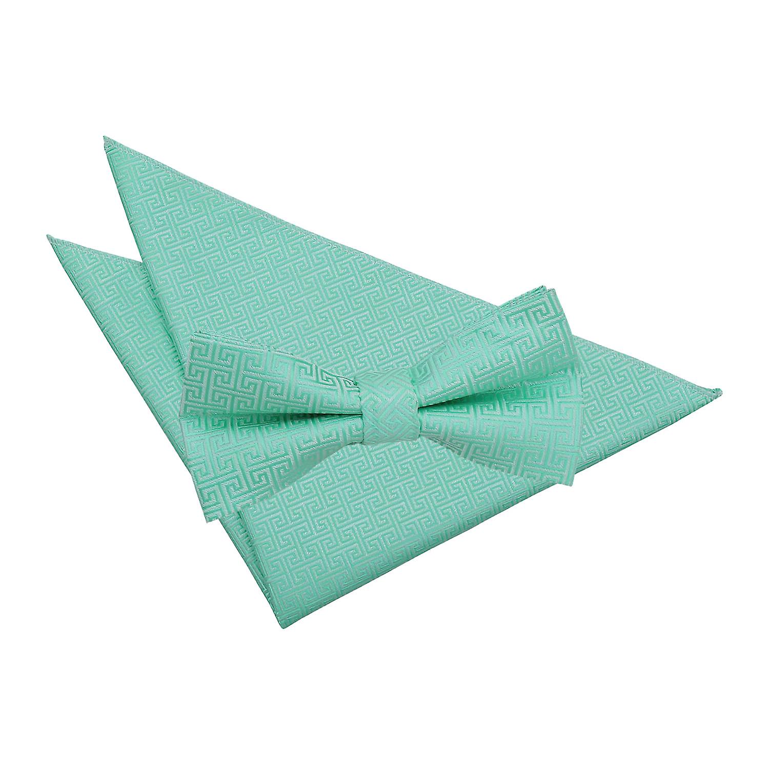 Menta verde greacă cheie Papion și pocket Square Set