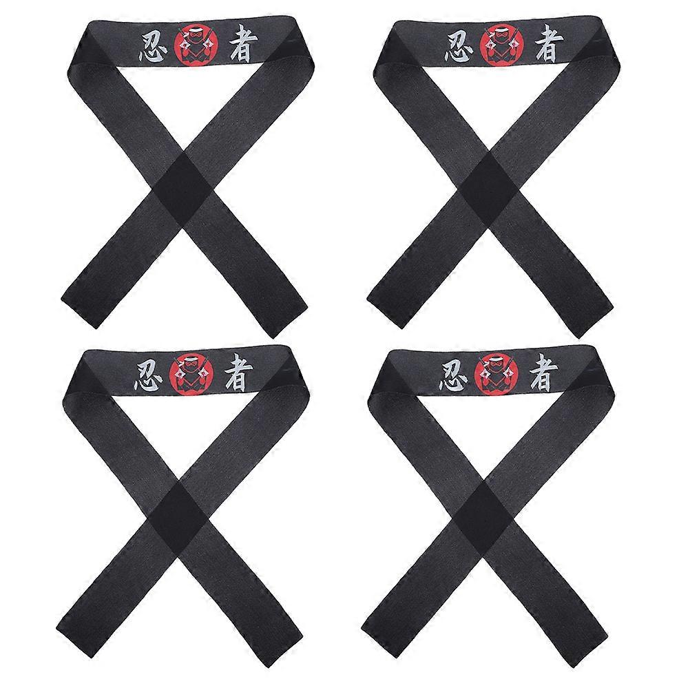 4Pcs Japanese Chef Headdress Headband For Work Versatile Use Polyester Material Ideal For Karate Training And Cosplay Events