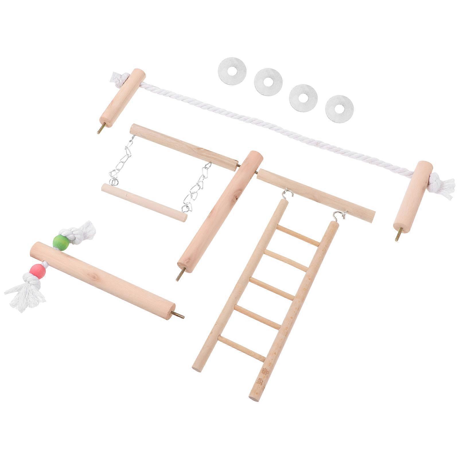 Beige Composite Material Bird Ladder Toy for Small Birds Like Parrot and Parakeet Sturdy Durable Easy Installation 1 Set