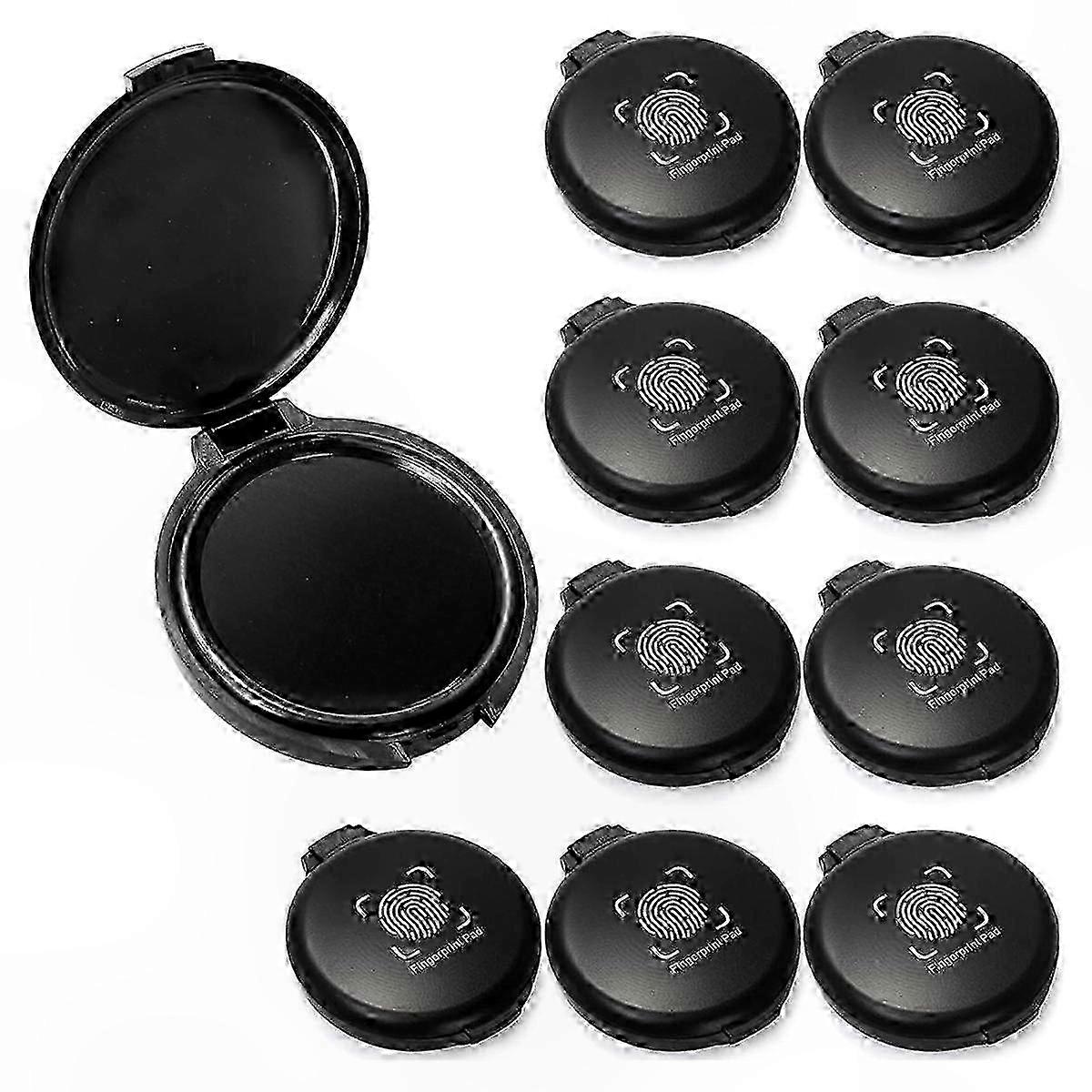 Portable Mini Black Ink Pads for Thumbprints, 10-Pack Easy-Wash Fingerprint Kit