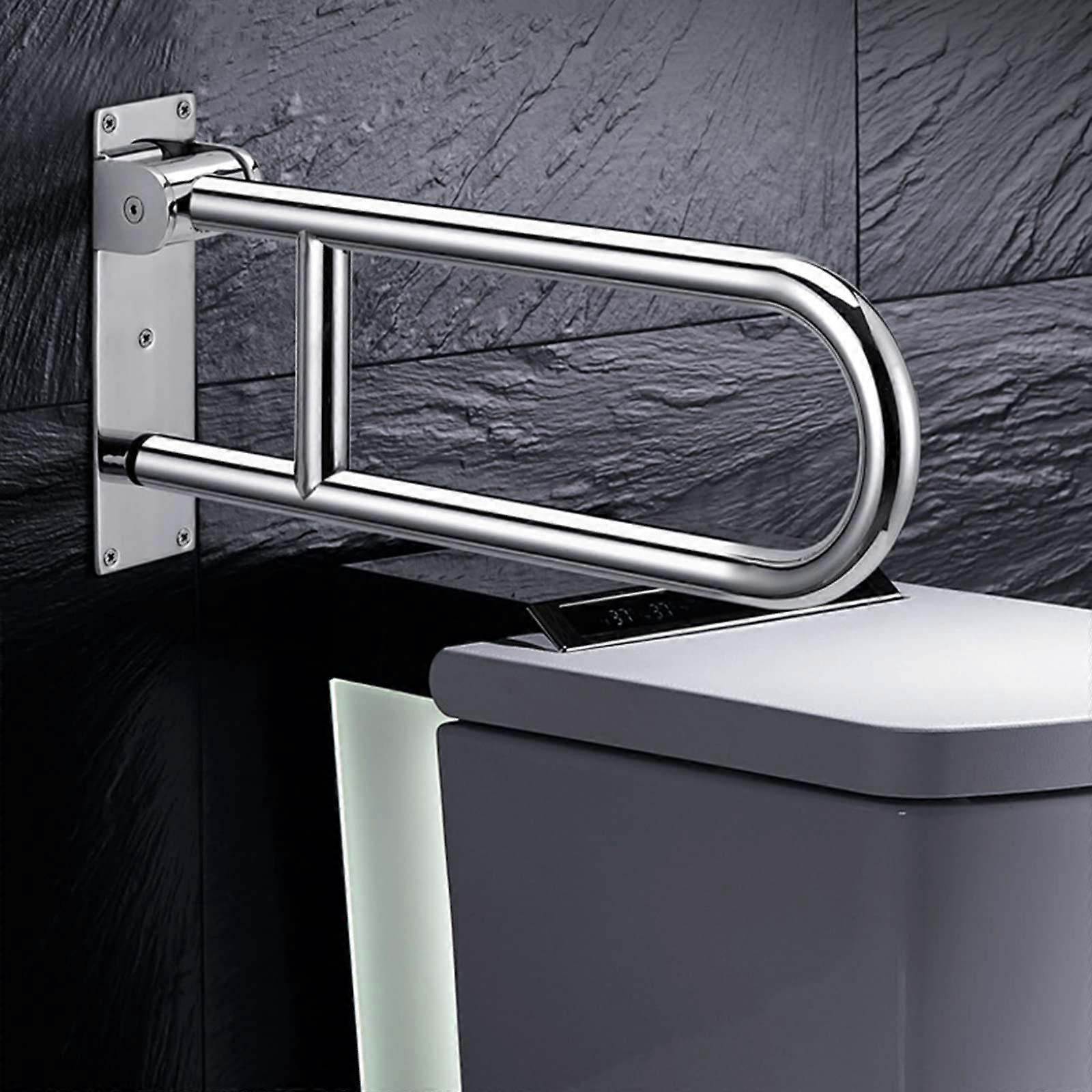 23.6 Inch Foldable Handicap Grab Bars with NonSlip Handle, Toilet Safety Handrails for Elderly