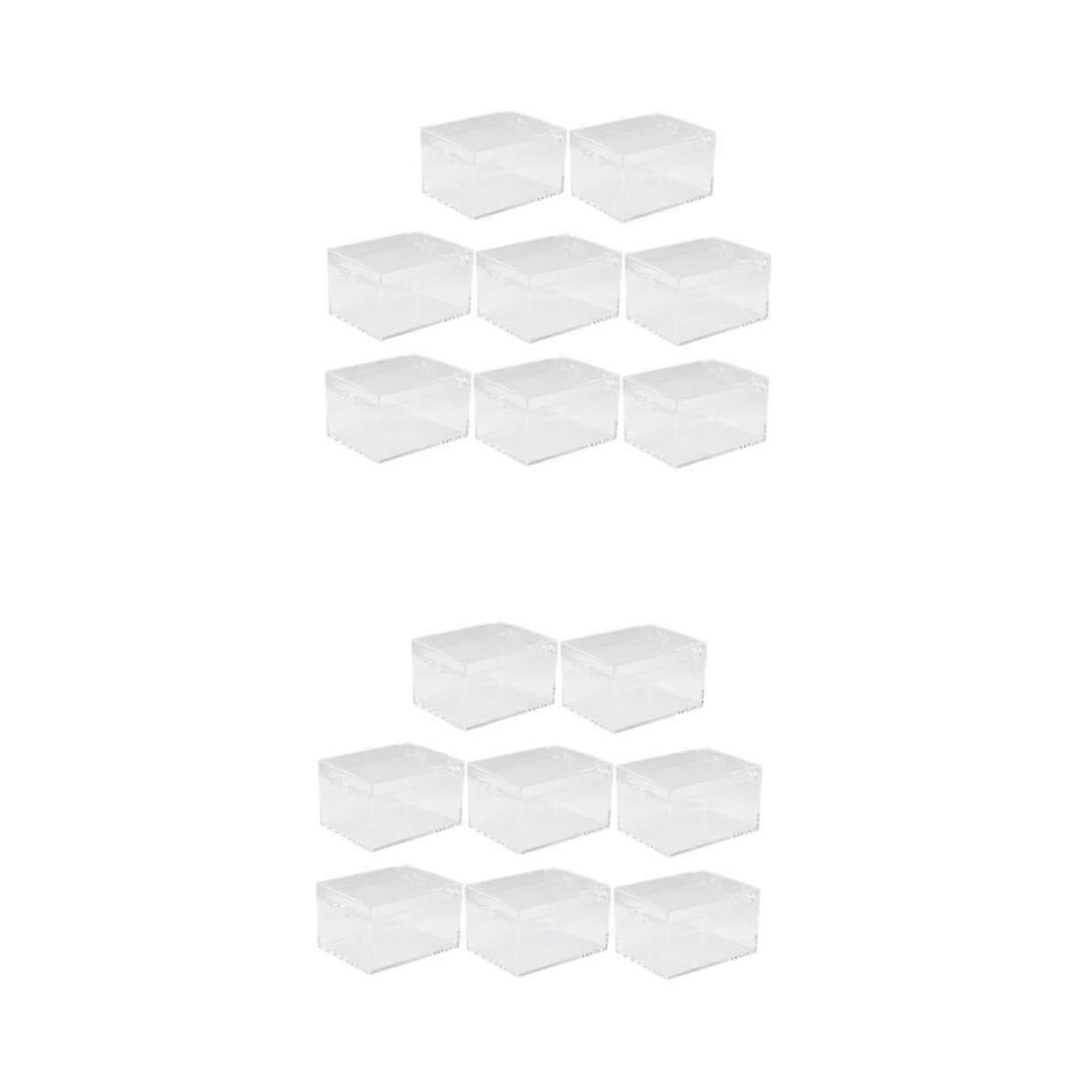2 Transparent Sample Collection Boxes Storage Boxes Clear Plastic Storage Cases Shell Plastic White 8 Pieces * 2