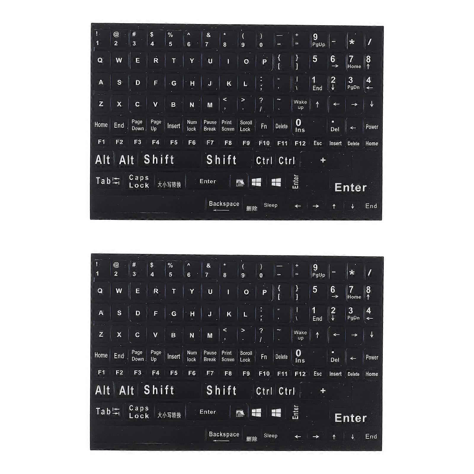 2 Sheets Laptop Keyboard Stickers English Design for Computers and Notebooks