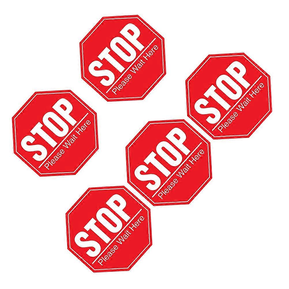 Social Distancing Floor Sticker 5 Sheets Of Reminding Stickers Designed For Shopping Mall Safety Warning Red Color