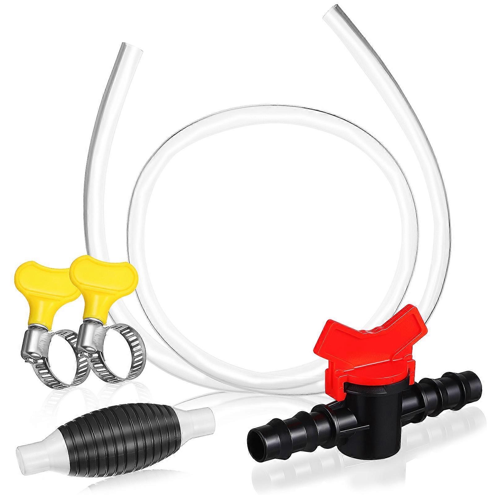 Manual Fuel Transfer Pump Kit with Hose Clamps, Check Valve & Siphon Hand Pump for Gasoline and Water