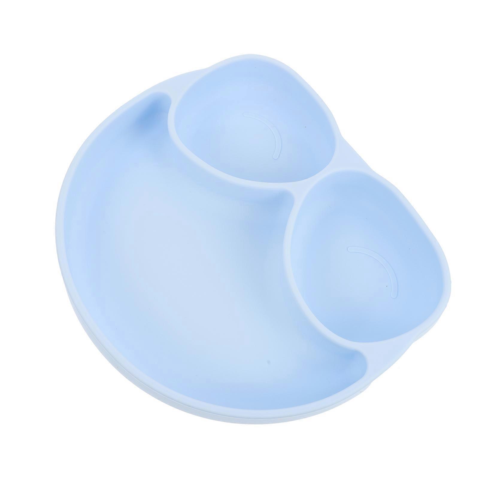 Silicone Toddler Suction Plate Divided Design for Kids Feeding Mealtime Compact Blue 1 Set