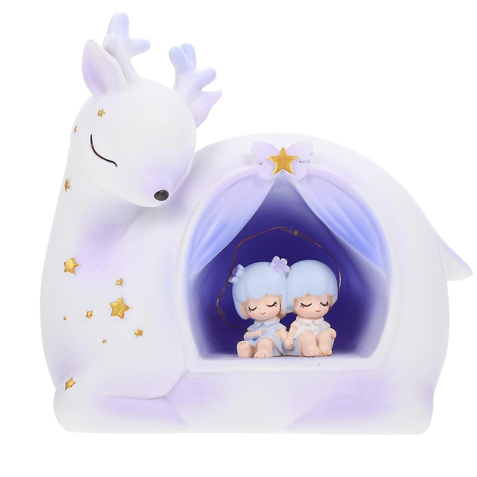 Glowing Deer Sculpture Creative Desktop Adornment 16X9CM Simple Artistic Design 1Pack