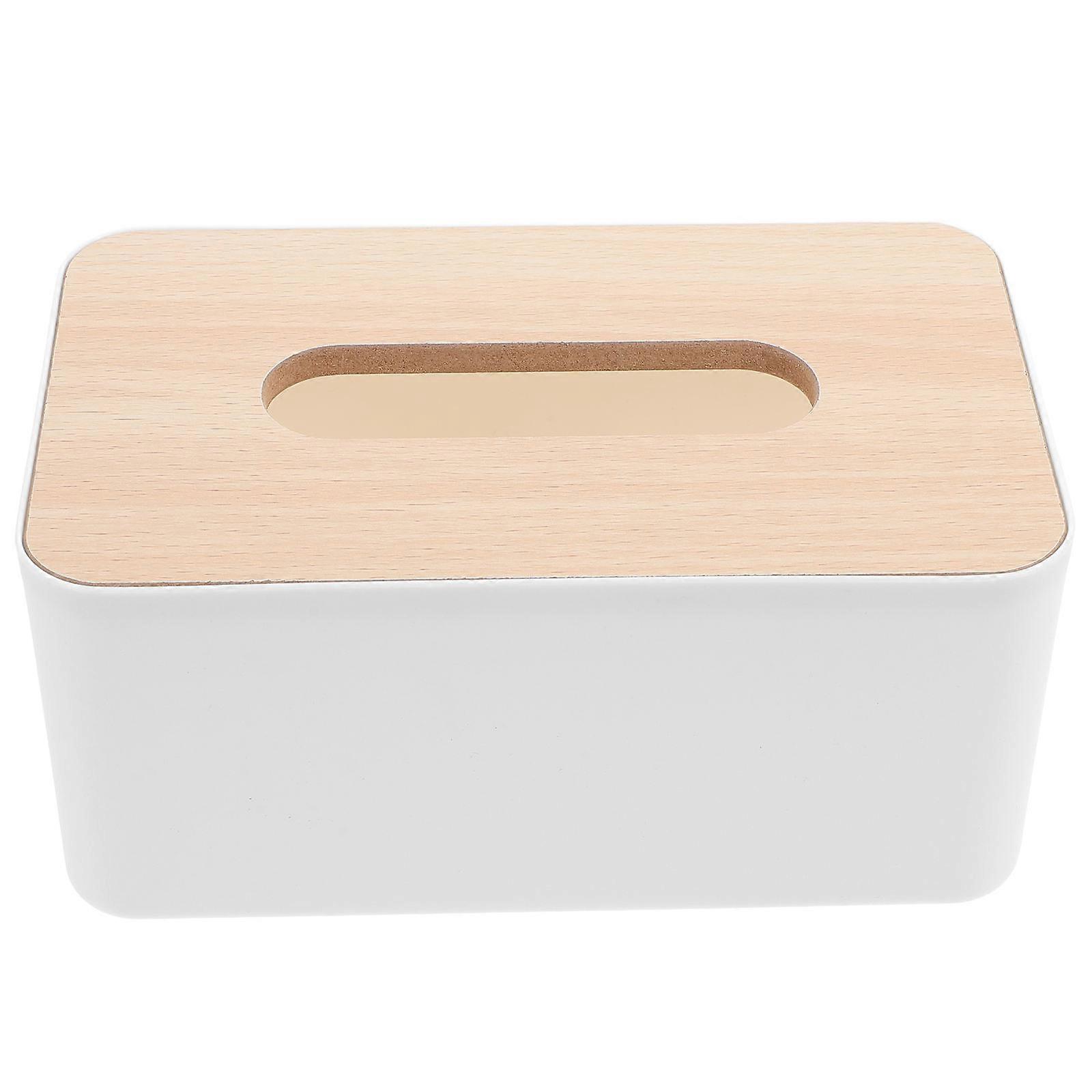 Simple Style Rectangle Tissue Box Holder White PP Tissue Dispensing For Daily Use 1Pack