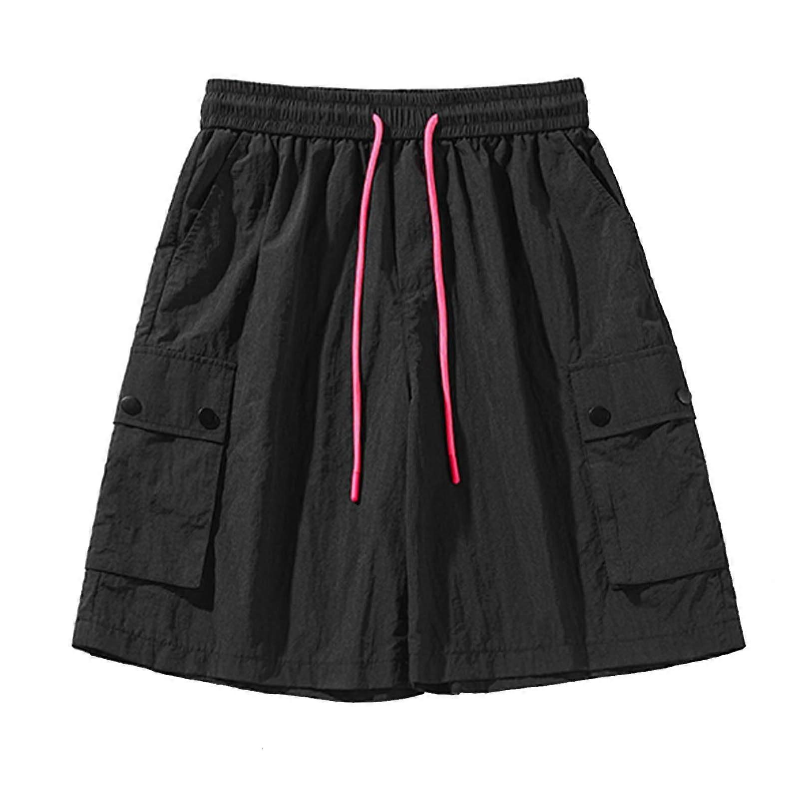 Cargo Shorts Herren Chino Shorts Klassische Stretch Bermuda Shorts mit Taschen in Schwarz, Größe XL
