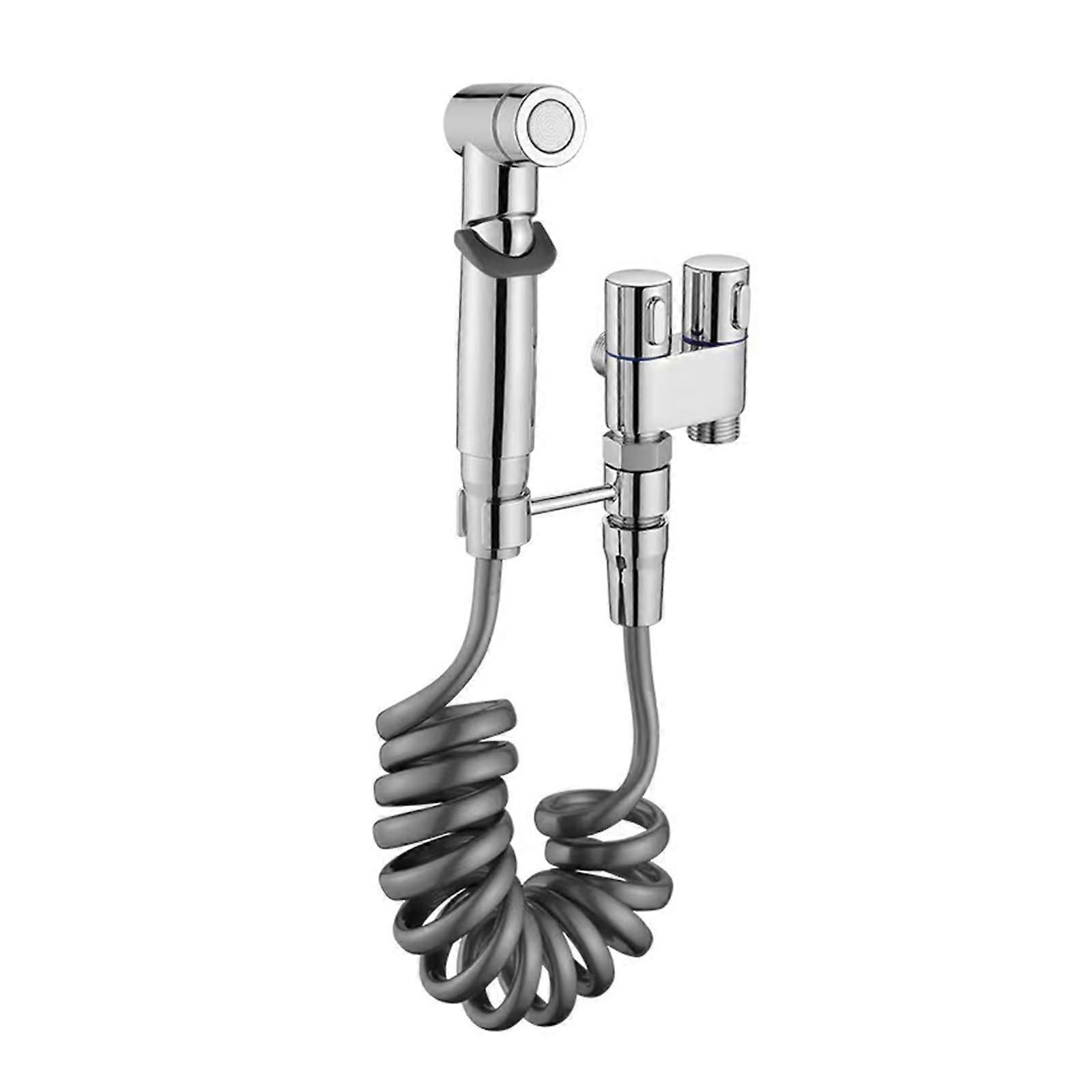 Hand Sprayer Bidet Attachment Chrome Flexible Hoses, Double Mixer Valves, Shower Hose Handheld Bidet Sprayer For Toilets