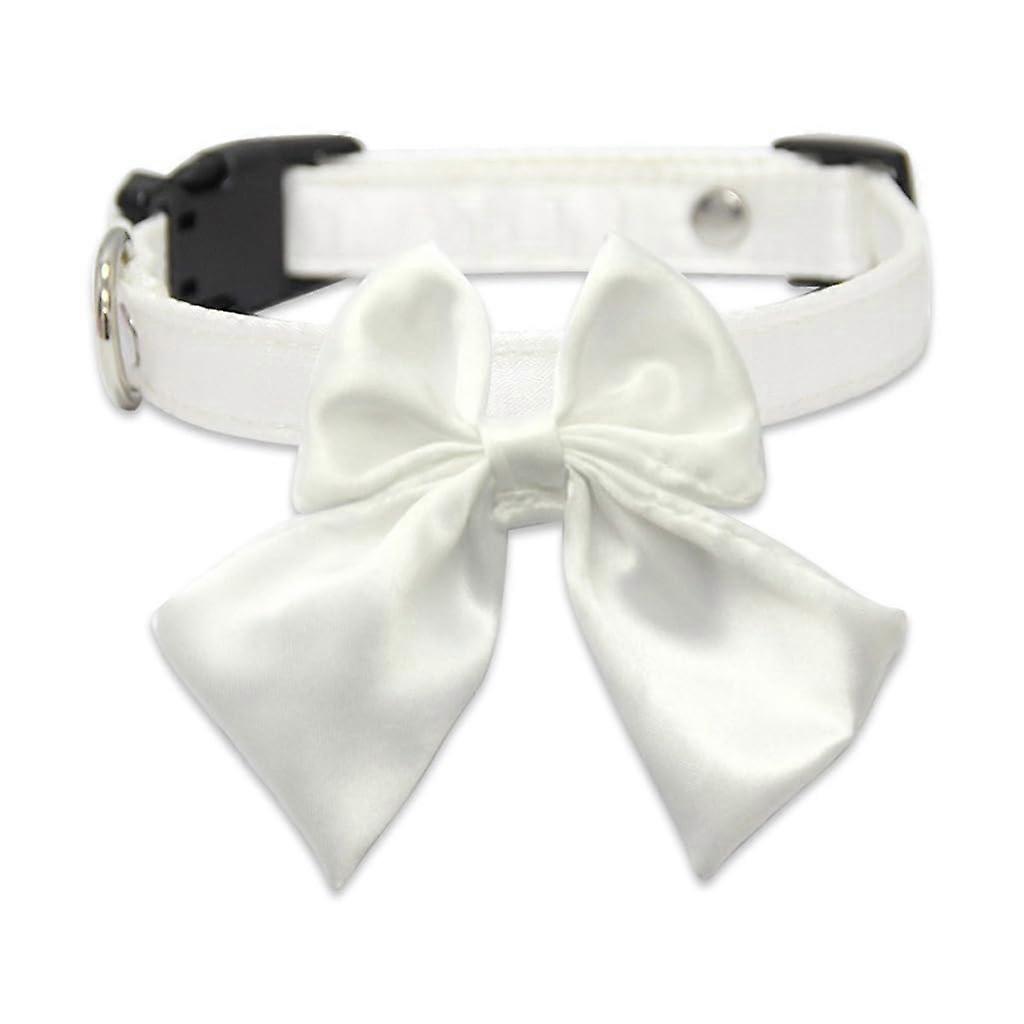 Adjustable Pet Collar with Large Bow, Metal Buckle, Fits Small to Large Pets, XS Size, 4-Inch Width