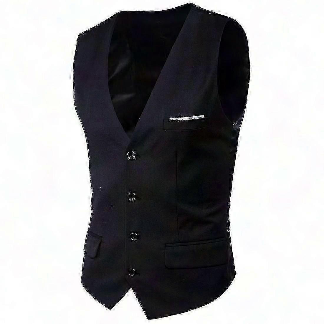 Plus Size Herr Enfärgad Enkelknäppt Business Suit Väst Väst Väst