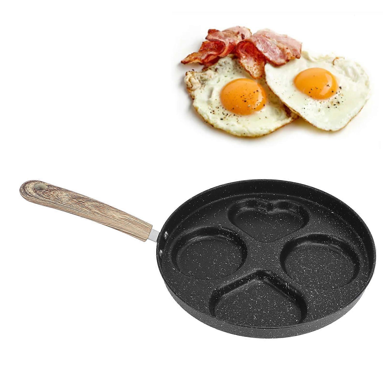 Fried Egg Pan, Iron Nonstick Divided Egg Frying Pan with Handle for Stovetops Versatile Pancake Pan for Breakfast (2)
