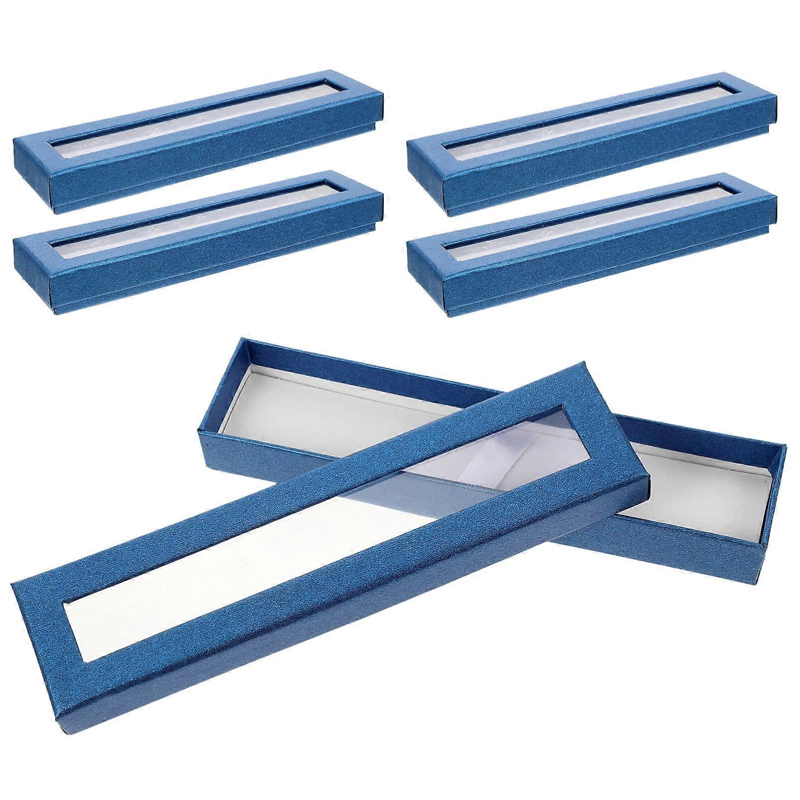 Pen Presentation Display Case with Clear Window for Jewelry Pencil Ballpoint Fountain Pen Blue
