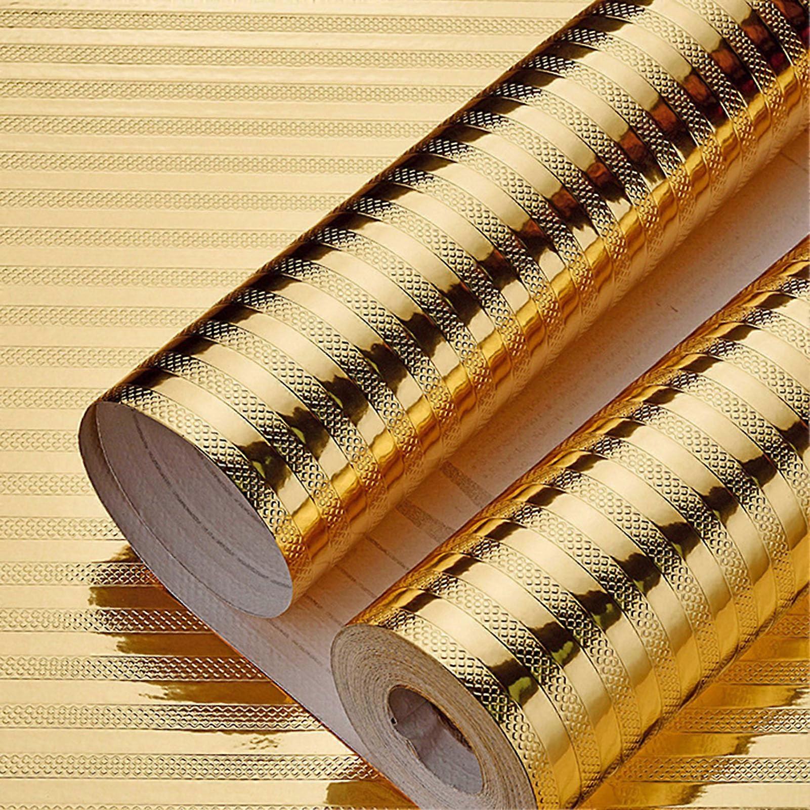 Self-Adhesive Wallpaper with Aluminum Foil Texture, Waterproof Plastic Roll, 60x500cm, Oil-Resistant Furniture Sticker, Color 4